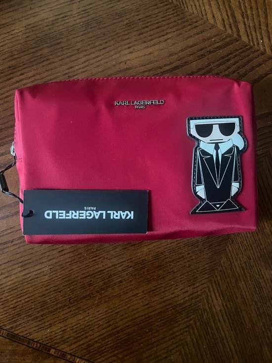 Karl Lagerfeld Handbags - Karl Lagerfeld Maybelle Cosmetic Bag Red with Karl Character logo top zip